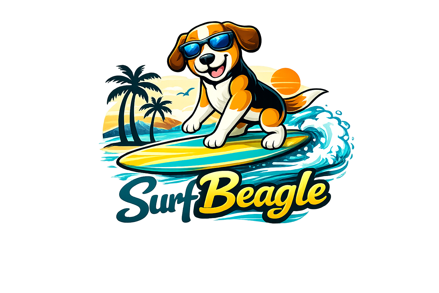 Surf Beagle surfing logo